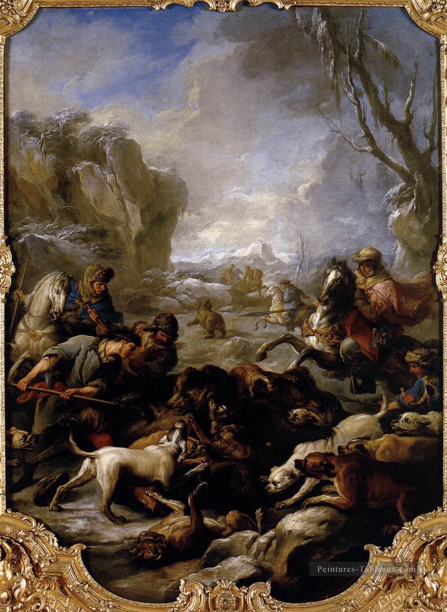 Loo Louis Michel et la chasse à l’ours 1736 Peintures à l'huile